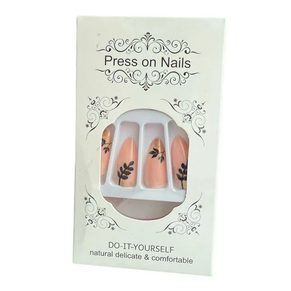 Brand New Womens Pink Floral Do It Yourself Press On Nails